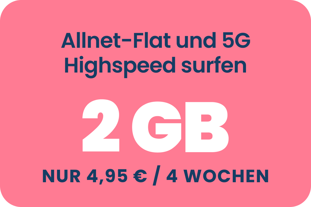 Für Wenig-Surfer: Der EDEKA smart kombi S Tarif mit Allnet-Flat und 5G Highspeed surfen mit 2 GB. Für nur 4,95 € jeden Monat.