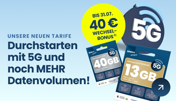 Werbebanner 5G und noch mehr Datenvolumen