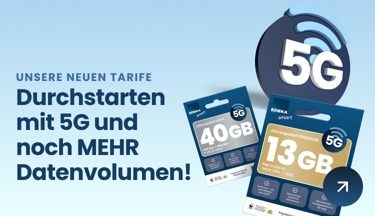 Werbebanner 5G und noch mehr Datenvolumen